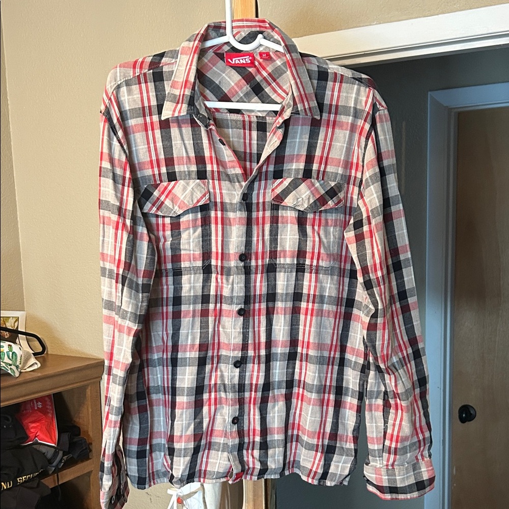 Vans Red, Blue and Gray Plaid Shirt